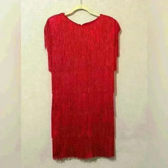 Lew Magram Dresses & Skirts - Vintage Flapper 1980’s Red Fringe Dress Lew Magram  S14 Halloween Costume Party